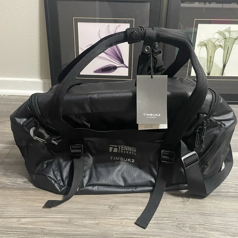 TIMBUK2 Quest Duffel SMALL Jet Black Gym Travel Carry On Bag Logo Tennis Channel